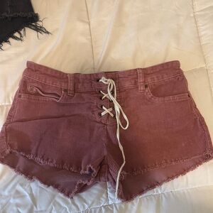 Billabong Mauve Lace-Up Jean Shorts